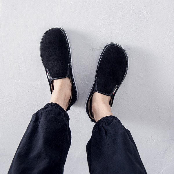 Eco velúrból készült lezser férfi mokaszinok, lapos talppal