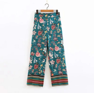 Naiste moodsad lillemustriga püksid - sirge mudel