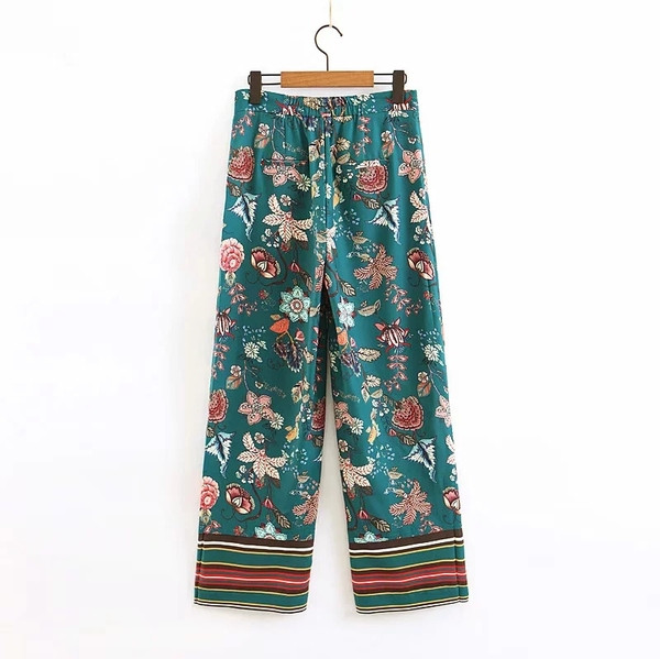 Naiste moodsad lillemustriga püksid - sirge mudel