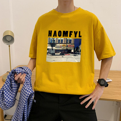 Ανδρικό μπλουζάκι με κοντά μανίκια και έγχρωμη εκτύπωση