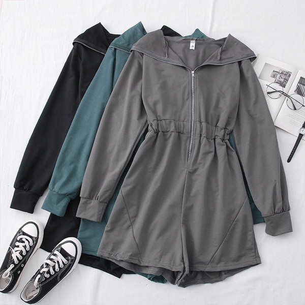 Naiste vabaaja kombinesoon luku ja kapuutsiga