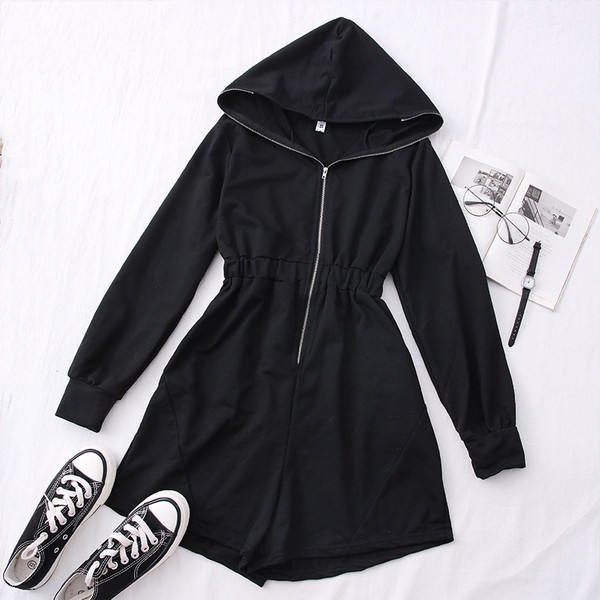 Naiste vabaaja kombinesoon luku ja kapuutsiga