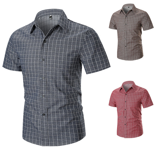 Alkalmi férfi kockás ing rövid ujjal