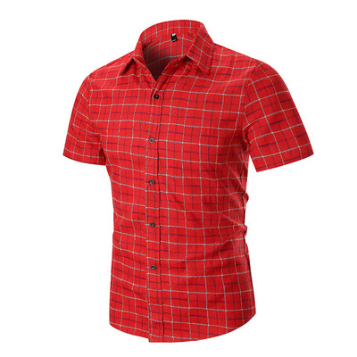 Ανδρικό μομτέρνι καρό πουκάμισο με κοντά μανίκια