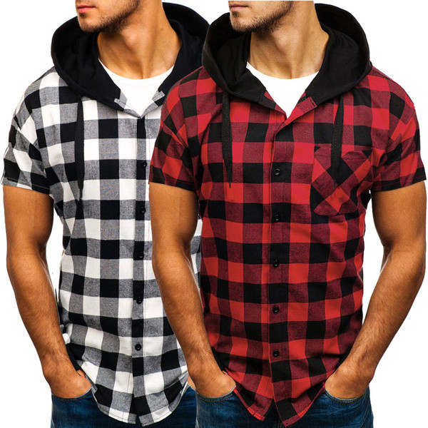 Aktuális férfi kockás ing kapucnival