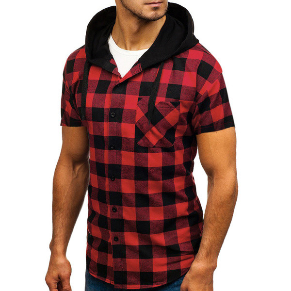 Aktuális férfi kockás ing kapucnival