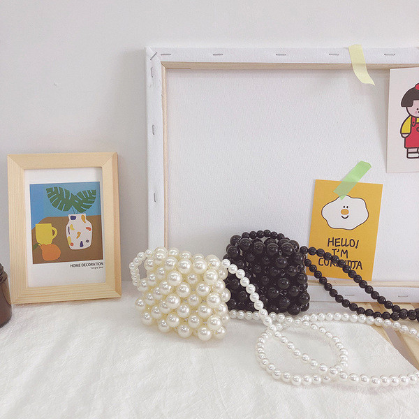 Κομψή παιδική τσάντα για κορίτσια με μακριά λαβή και πέρλες