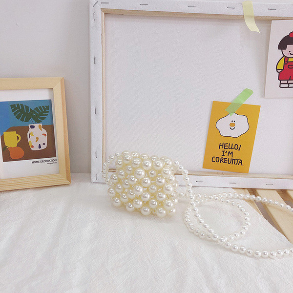 Κομψή παιδική τσάντα για κορίτσια με μακριά λαβή και πέρλες