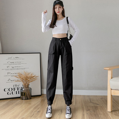 Γυναικείο παντελόνι με τσέπες με υψηλή ελαστική μέση