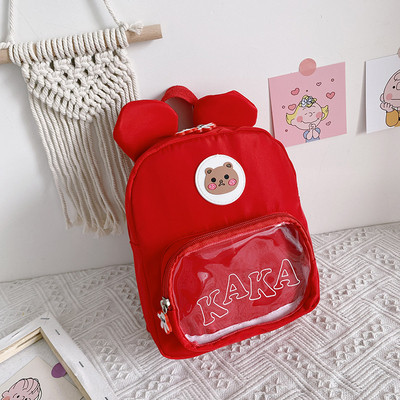 Gyerek hátizsák lányoknak 3D elemekkel és átlátszó zsebbel