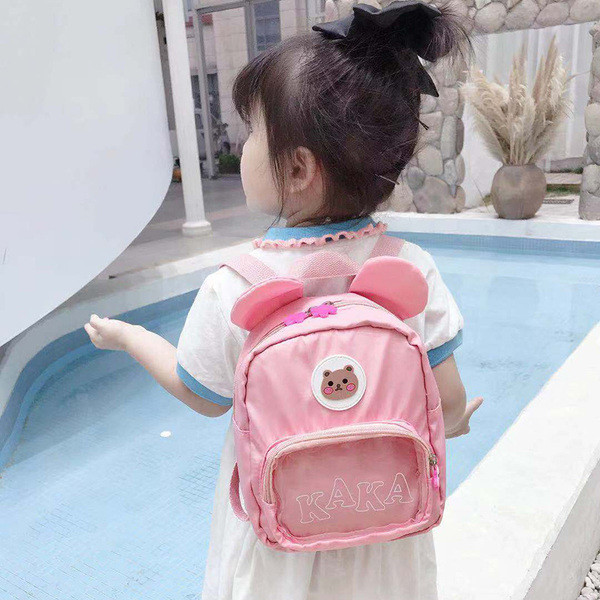 Gyerek hátizsák lányoknak 3D elemekkel és átlátszó zsebbel