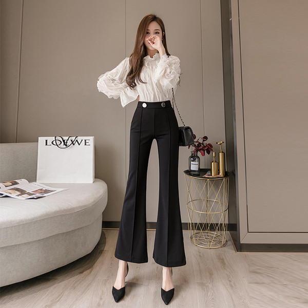 Moodsad kõrge vöökoha ja taskutega naistepüksid – valged ja mustad