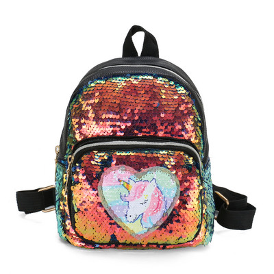 Μοντέρνο παιδικό σακίδιο με πούλιες και μονόκερο απλικέ