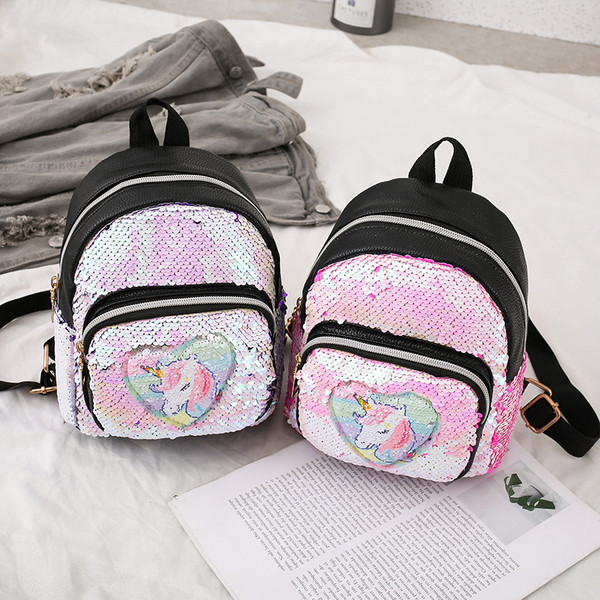 Μοντέρνο παιδικό σακίδιο με πούλιες και μονόκερο απλικέ