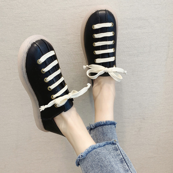 Új modell női tornacipő műbőr nyakkendővel