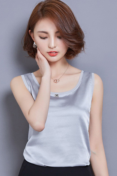 Női sifon felső ovális nyakkivágással