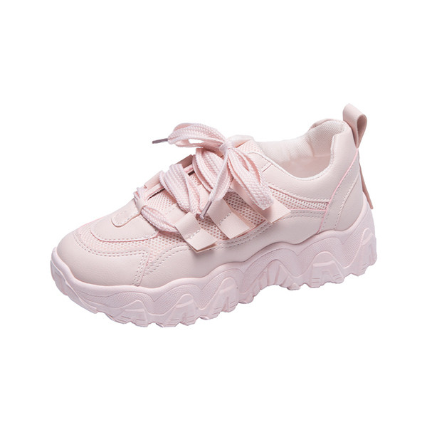 Casual γυναικεία αθήτικά παπούτσια - με κορδόνια και τραχιά σόλα