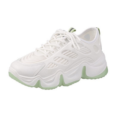 Γυναικεία αθλητικά παπούτσια με πλέγμα και χρωματιστή σόλα