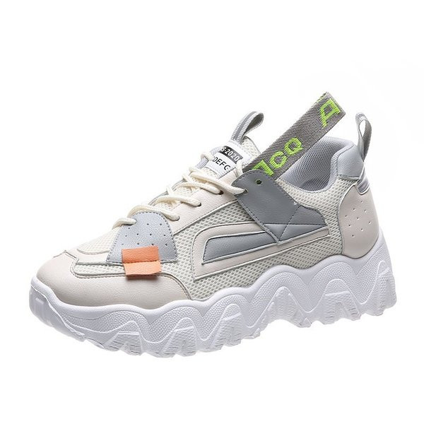 Casual γυναικεία αθλητικά παπούτσια από ύφασμα και οικολογικό δέρμα με τραχιά σόλα