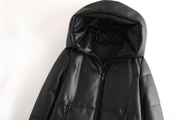 Naiste pikk lukuga ja kapuutsiga jope musta värvi