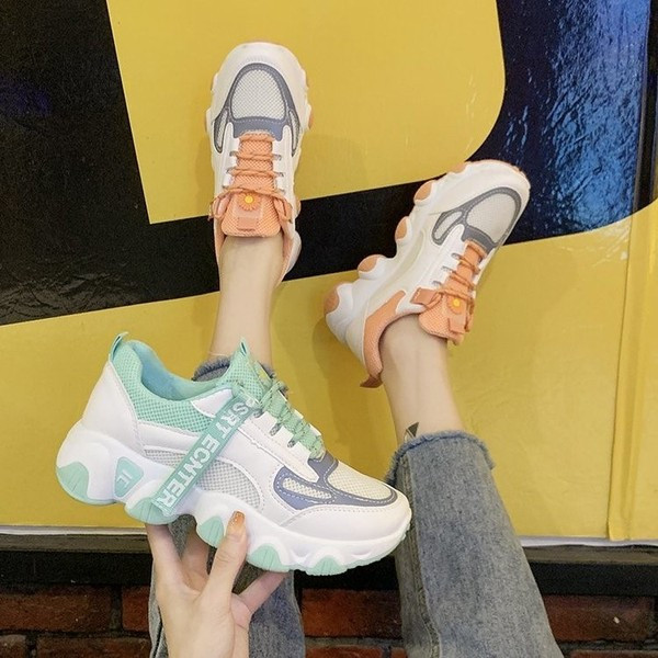 Γυναικεία casual αθλητικά παπούτσια με πολύχρωμους δεσμούς