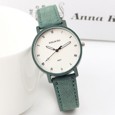 Öko-seemisnahast ümara kujuga naiste käekell