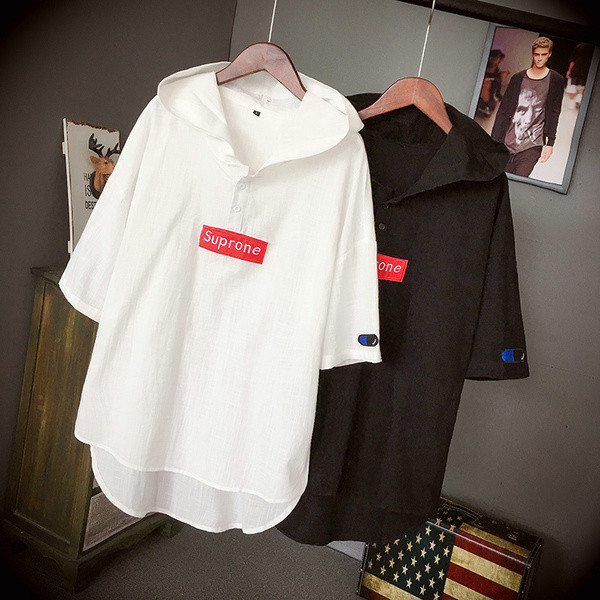 Meeste vabaaja asümmeetriline kapuutsiga t-särk