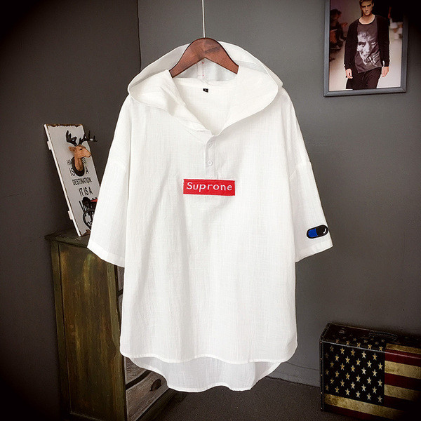 Meeste vabaaja asümmeetriline kapuutsiga t-särk