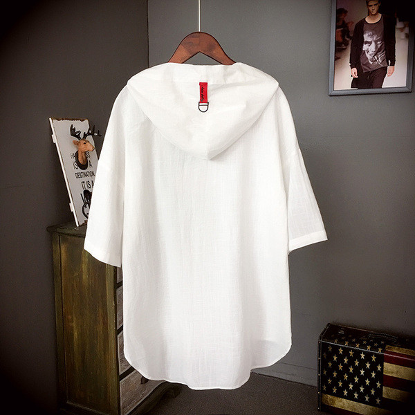 Meeste vabaaja asümmeetriline kapuutsiga t-särk