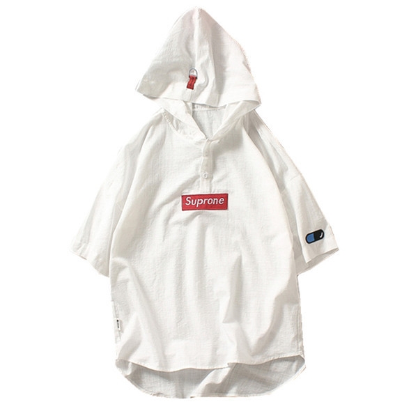 Meeste vabaaja asümmeetriline kapuutsiga t-särk