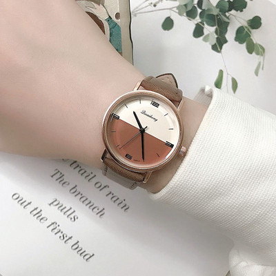 Sieviešu pulkstenis ar ādas siksniņu - apaļš