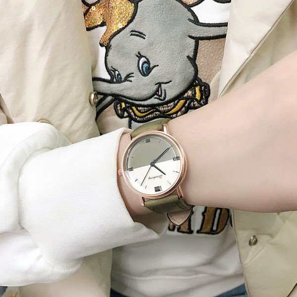 Sieviešu pulkstenis ar ādas siksniņu - apaļš