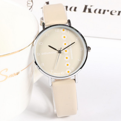 Γυναικείο καθημερινό ρολόι με μαργαρίτες - στρογγυλό σχήμα