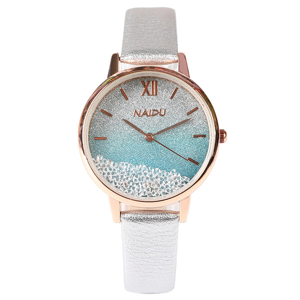 Ženski sat s kožnim remenom i kamenčićima