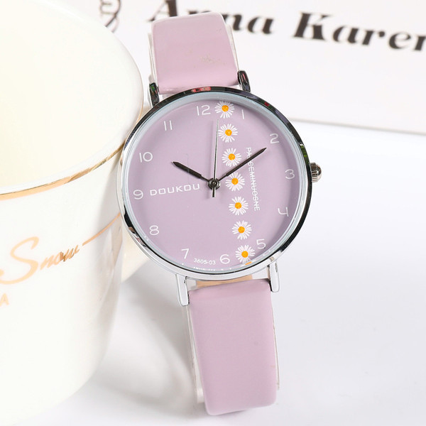 Γυναικείο ρολόι με οικολογικό δερμάτινο λουράκι - στρογγυλό σχήμα