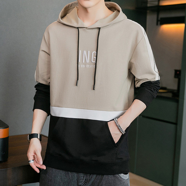 Sport-alkalmi férfi blúz kapucnival és hímzéssel