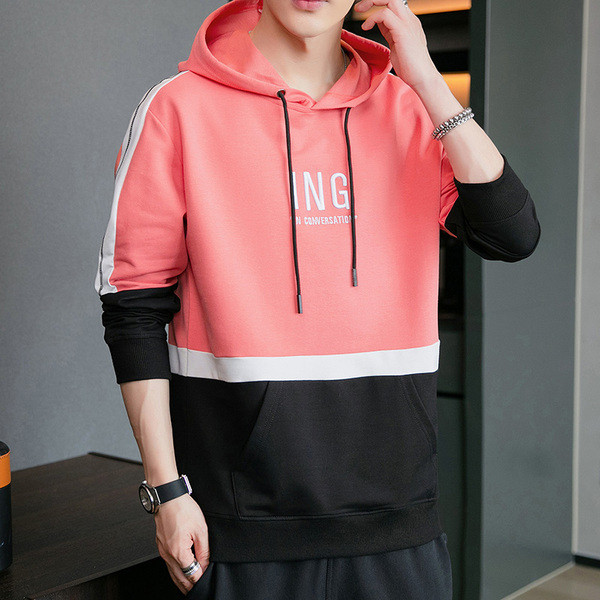 Sport-alkalmi férfi blúz kapucnival és hímzéssel