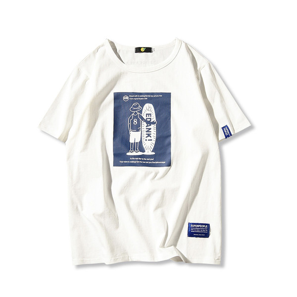 Férfi póló rátéttel, kerek nyakkivágással