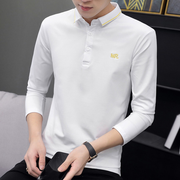 Ανδρική μπλούζα casual με κέντημα και κλασικό κολάρο