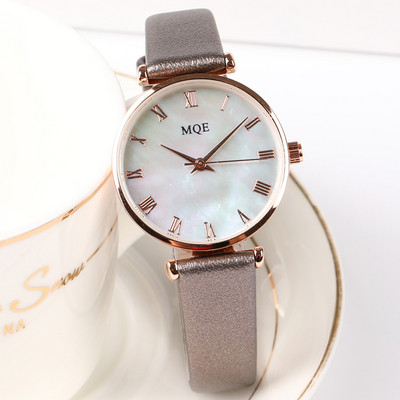 Γυναικείο ρολόι με μάρμαρο εφέ και δερμάτινο λουράκι