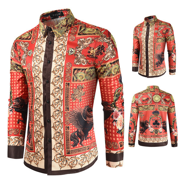 Aktualan pripijeni model muške košulje s uzorkom u boji