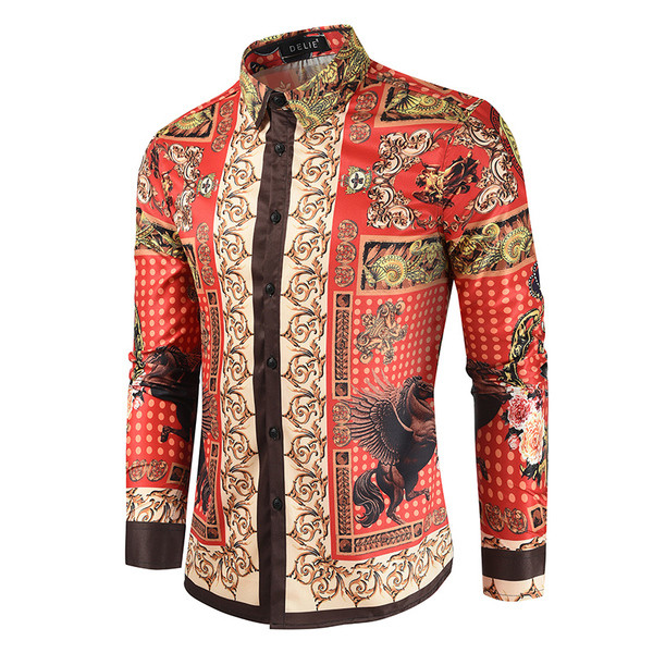 Aktualan pripijeni model muške košulje s uzorkom u boji