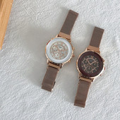 Μοντέρνο γυναικείο ρολόι - στρογγυλό σχήμα με μεταλλικό λουράκι - δύο μοντέλα