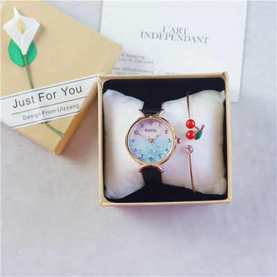 Καθημερινό γυναικείο ρολόι με δερμάτινο λουράκι - στρογγυλό σχήμα