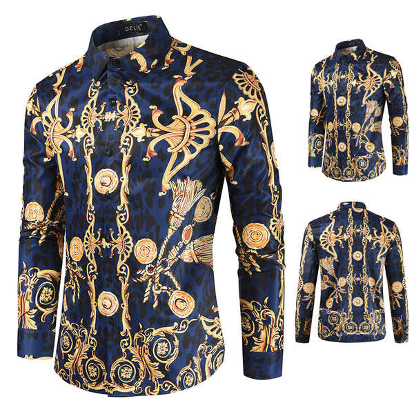 Modern férfi ing hosszú ujjal és klasszikus gallérral