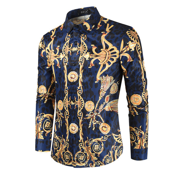 Modern férfi ing hosszú ujjal és klasszikus gallérral