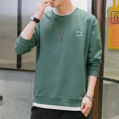 Tikandite ja ovaalse kaelusega vabaaja meeste pluus