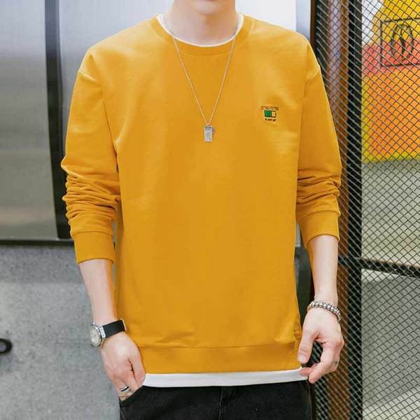 Tikandite ja ovaalse kaelusega vabaaja meeste pluus