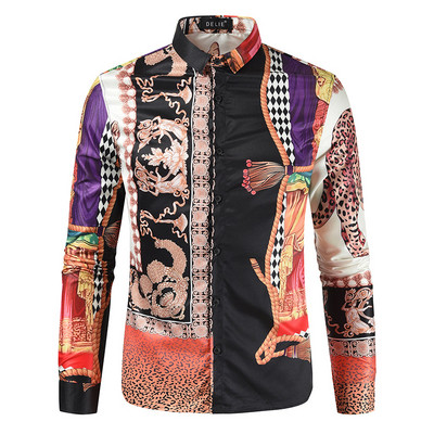 Korszerű, hosszú ujjú ing, klasszikus gallér és gombok