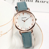 Női kerek karóra műbőr szíjjal